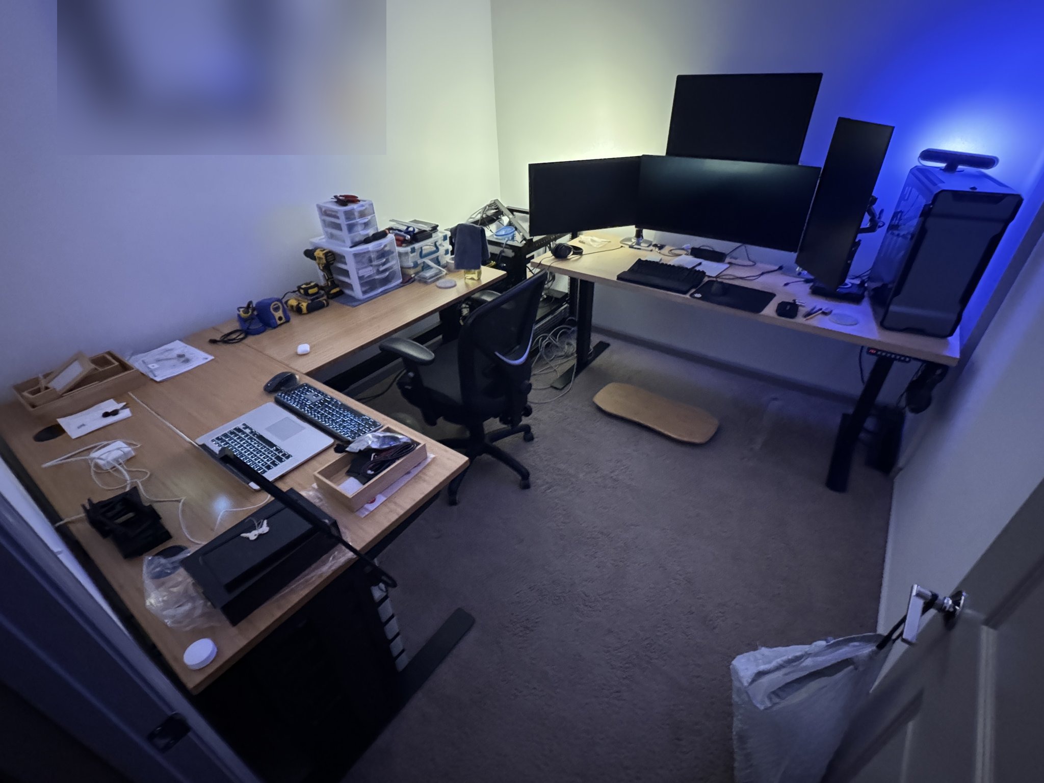 Another view of the desk layout taking shape.