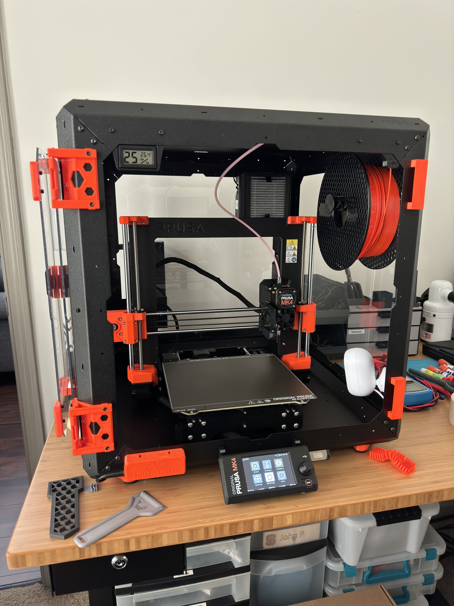 The printer with its enclosure frame in place.